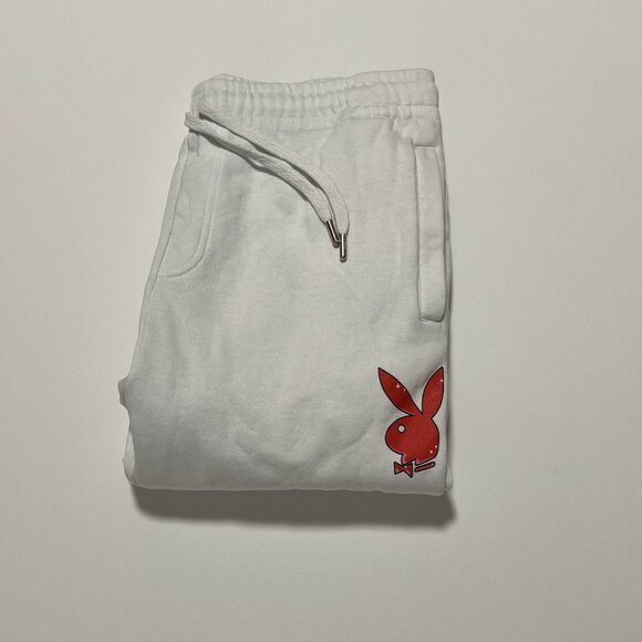 Playboy Joggers Athleisure Comfy Sweatpants Bunny White Men's size Large - Picture 1 of 9